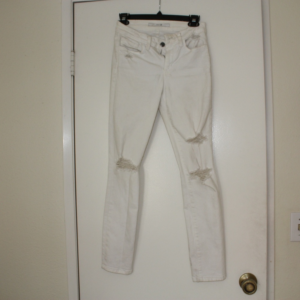 Joe's Jeans White Distressed Skinny Jeans - Size28